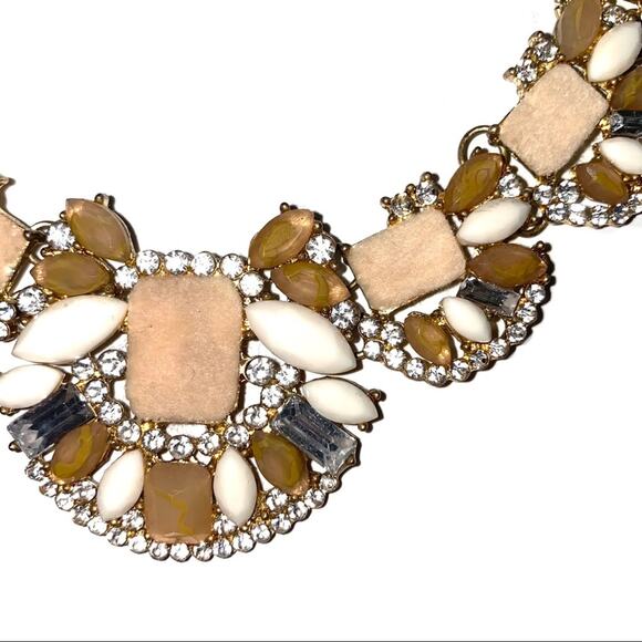 Nude Jeweled Bib Statement Necklace - Picture 2 of 11